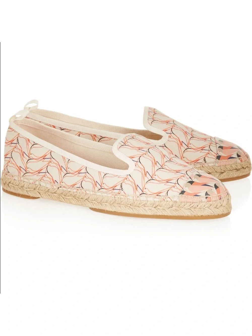 Fendi Printed Espadrille Slip-On Flats - Cream Pink